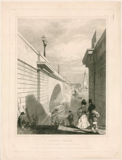 New London Bridge z horní podesty schodů poblíž Tooley Street od Edward William Cooke