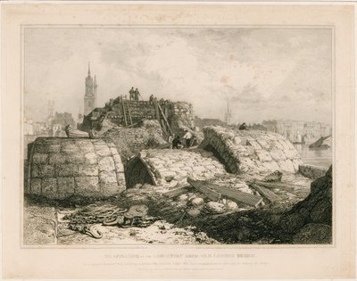 Část Old London Bridge, jak to vypadalo v červnu 1832 od Edward William Cooke