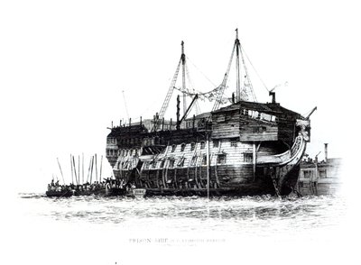 Vězeňská loď v Portsmouth Harbour: Convicts Going on Board, 1828 od Edward William Cooke