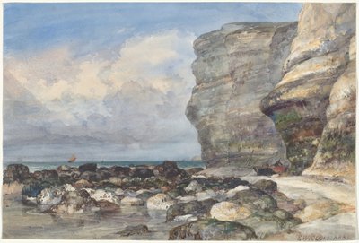 Skalnatá pláž a útesy ve Fécampu od Edward William Cooke