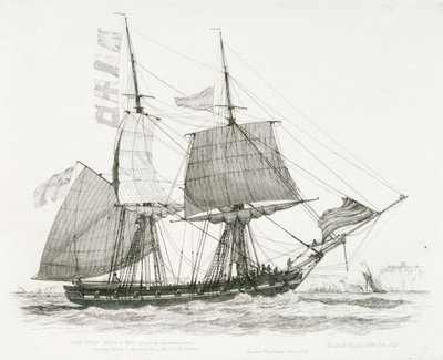 Vlk (1826) nebo (1814), válečná briga královského námořnictva, která dává znamení a pokládá lodivoda u Doveru. od Edward William Cooke