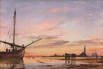 Pohled přes lagunu, Benátky, západ slunce, 1850 od Edward William Cooke