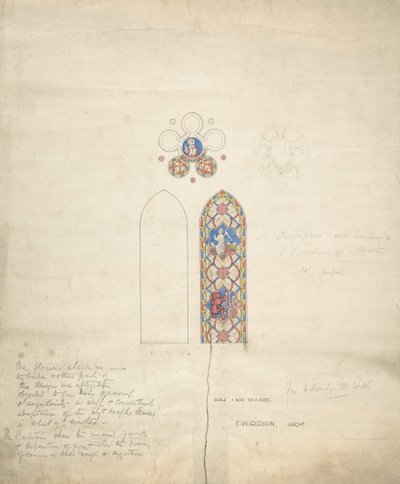 Design pro okna z barevného skla v Ditteridge Church, ca. 1859. od Edward William Godwin