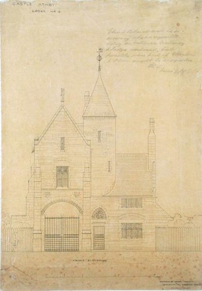 Přední pohled na hrad Ashby, domek č.2 od Edward William Godwin