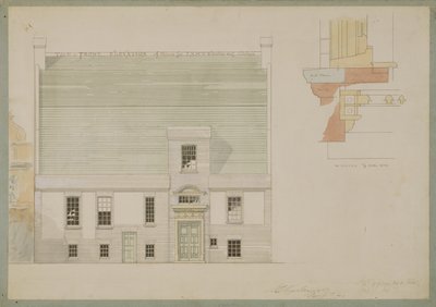 Front Elevace of House for J.A.M. Whistler Esq, Tite Street, Chelsea, 1877 (pero a inkoust a wc na papíře) (viz také 176476) od Edward William Godwin