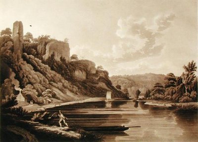 Pohled na Nový jez na řece Wye, deska 11 z Views of the River Wye, vyryl F. Jukes, 1800 (akvatinta) od Edward (after) Dayes