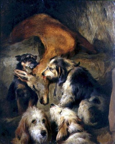 Smrt jelena (olej na palubě) od Edwin (attr. to) Landseer