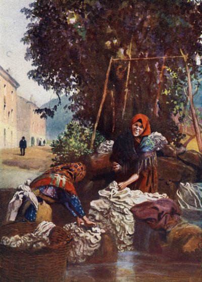 Korsika: Dámské praní prádla (barva litho) od Edwin Arthur Norbury