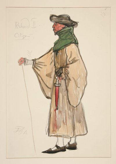 Občan, skica kostýmu pro Henryho Irvinga od Edwin Austin Abbey