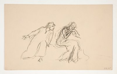 Angelo a Isabella (studie pro .1104) – dějství II, scéna IV, míra za míru od Edwin Austin Abbey