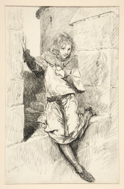 Artuš – dějství IV, scéna III, král Jan od Edwin Austin Abbey