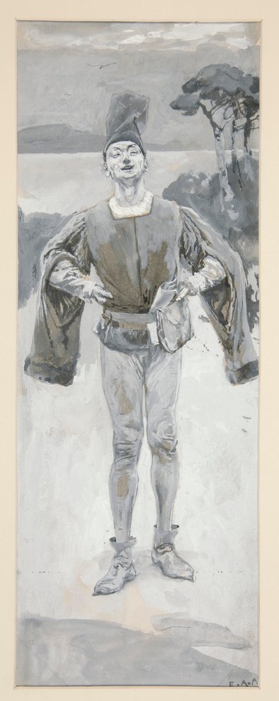 Autolycus, ilustrace k baladám a baladické hudbě ilustrující Shakespeara od Edwin Austin Abbey