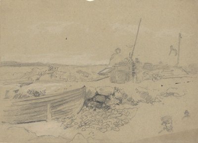 Plážová scéna s dory od Edwin Austin Abbey