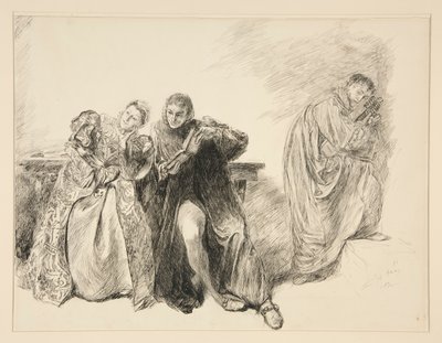 Bianca a Lucentio, z Aktu III, Scéna I, Zkrocení zlé ženy od Edwin Austin Abbey