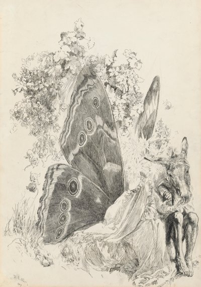 Spodní část a Titania, ilustrace pro A Midsummer Night od Edwin Austin Abbey
