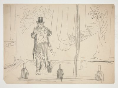 Karikatura herce na jevišti(?) - neidentifikovaný obrázek od Edwin Austin Abbey