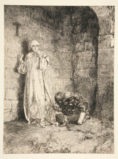 Claudio a Isabella - dějství III, scéna I, míra za míru od Edwin Austin Abbey