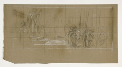 Kompoziční studie pro The Departure, from The Quest of the Holy Grail (série patnácti obrazů pro Boston Public Library, dokončena v roce 1901) od Edwin Austin Abbey