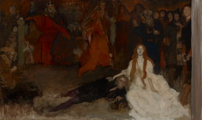 Kompoziční studie pro The Play Scene in Hamlet, Act III, Scéna II od Edwin Austin Abbey