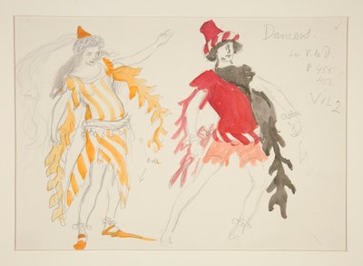 Tanečníci, skica kostýmu pro Henryho Irvinga od Edwin Austin Abbey