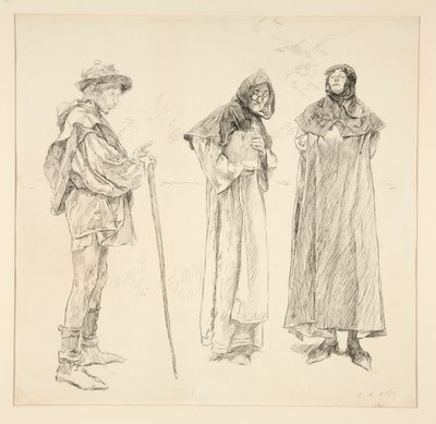 Nudný, sir Nathaniel, Holofernes, z dějství IV, scéna 2, Láska od Edwin Austin Abbey