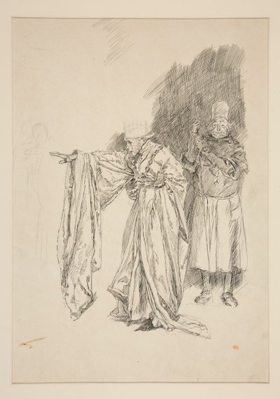 Rané studium pro krále - dějství II, scéna III, vše od Edwin Austin Abbey
