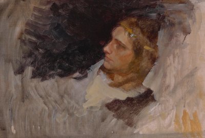 Figurální studie Hamleta, pro scénu hry, Hamlet, dějství III, scéna II od Edwin Austin Abbey
