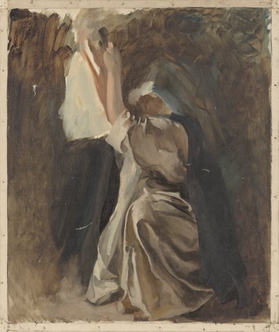 Figurální studie jeptišky, pro The Infancy of Galahad, v The Quest and Achievement of the Holy Grail, Book Delivery Room, Boston Public Library od Edwin Austin Abbey