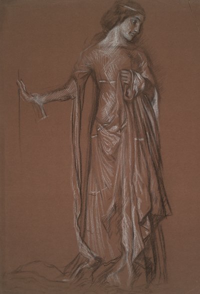 Figurální studie. Dřevěné uhlí a křída na červeném papíře. od Edwin Austin Abbey