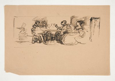 Postavy u stolu - neidentifikovaný obrázek od Edwin Austin Abbey