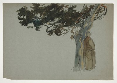 Postavy stojící pod stromem - (neidentifikovaný obrázek) od Edwin Austin Abbey