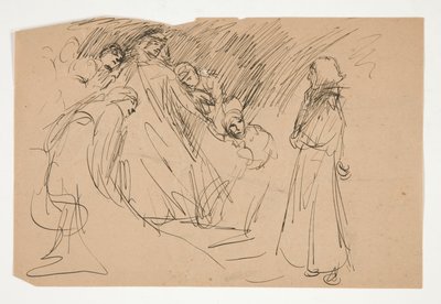 Galahad and the Captive Virtues, studie pro The Quest of the Holy Grail (série patnácti obrazů pro Boston Public Library, dokončena v roce 1901) od Edwin Austin Abbey
