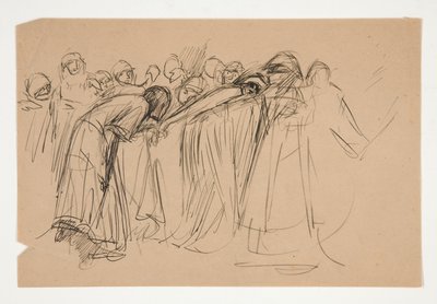 Galahad and the Captive Virtues, studie pro The Quest of the Holy Grail (série patnácti obrazů pro Boston Public Library, dokončena v roce 1901) od Edwin Austin Abbey