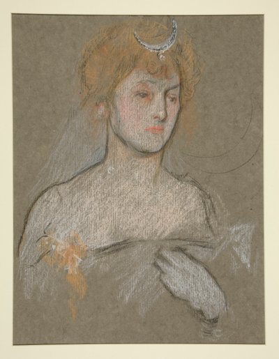 Hlava a ramena ženy, portrét Korunovace Edwarda VII od Edwin Austin Abbey