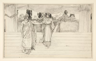 Hermiona prosí Polixene - dějství I, scéna II, Zima od Edwin Austin Abbey