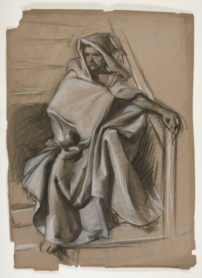 Seriál Svatý Grál. Hodded figurální studie. od Edwin Austin Abbey