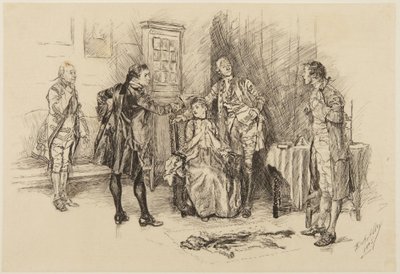 Ilustrace ke Goldsmithově hře She Stoops to Conquer: „Bylo správné, pane, pomáhat udělat ze mě směšnou osobu?“ od Edwin Austin Abbey