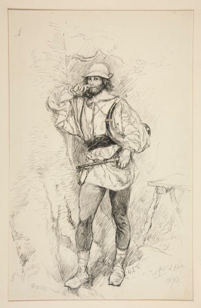 Jacques, ilustrace k dějství II, Scéna v, Jak se vám líbí od Edwin Austin Abbey