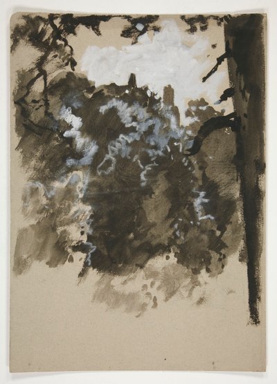 Krajina se stromem od Edwin Austin Abbey