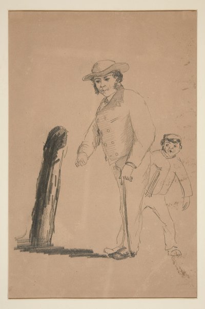 Muž a chlapec (recto); Hlavy a postavy Číňanů (verze) od Edwin Austin Abbey