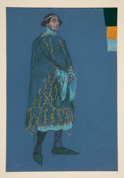 Různé studie, skica kostýmu pro Henryho Irvinga od Edwin Austin Abbey