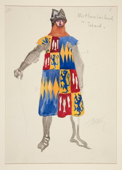 Northumberland - Tabard, skica kostýmu pro Henryho Irvinga od Edwin Austin Abbey