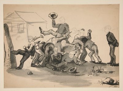 Hromada mužů: karikatura od Edwin Austin Abbey