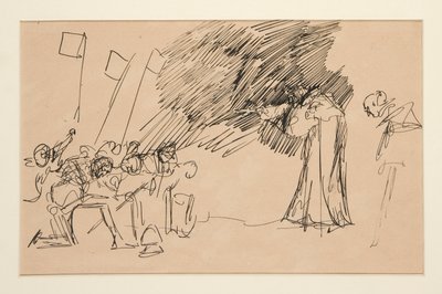Předběžná skica pro dějství II, scéna I, vše od Edwin Austin Abbey