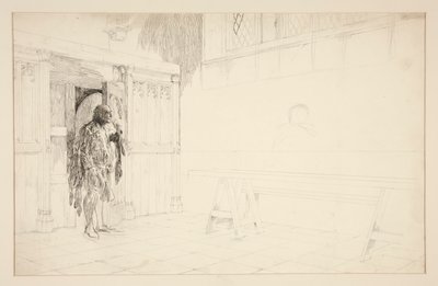 Předběžná skica pro Veselé paničky z Windsoru od Edwin Austin Abbey
