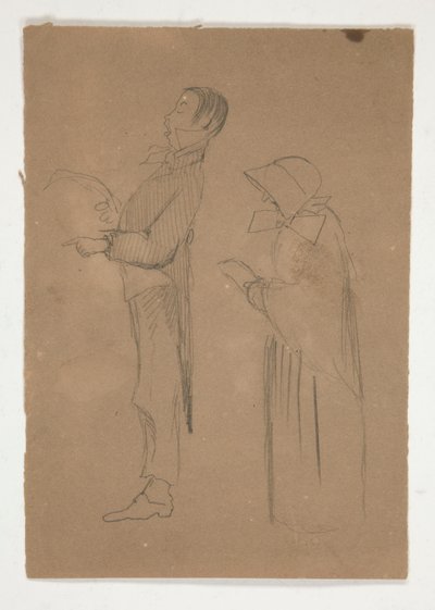 Profilové studie muže a staré ženy (recto); Tři náčrty hlav a neidentifikovaný náčrt (verze) od Edwin Austin Abbey