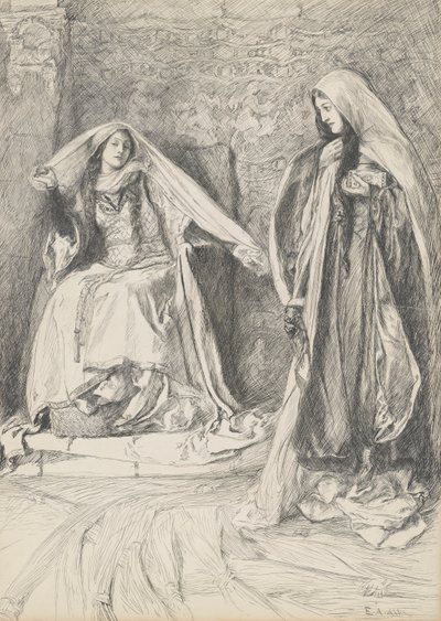 Rebecca a Rowena, ilustrace pro Ivanhoe od Edwin Austin Abbey