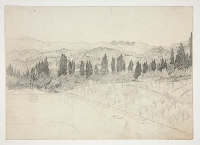 římská(?) krajina při pohledu z balkónu (recto); Přímořská krajina (na druhou stranu) od Edwin Austin Abbey