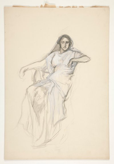 Sedící dáma, skica k neidentifikované Shakespearově hře od Edwin Austin Abbey