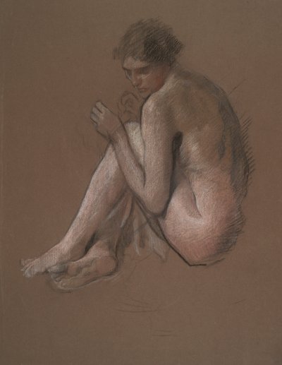 Sedící nahá ženská postava. od Edwin Austin Abbey